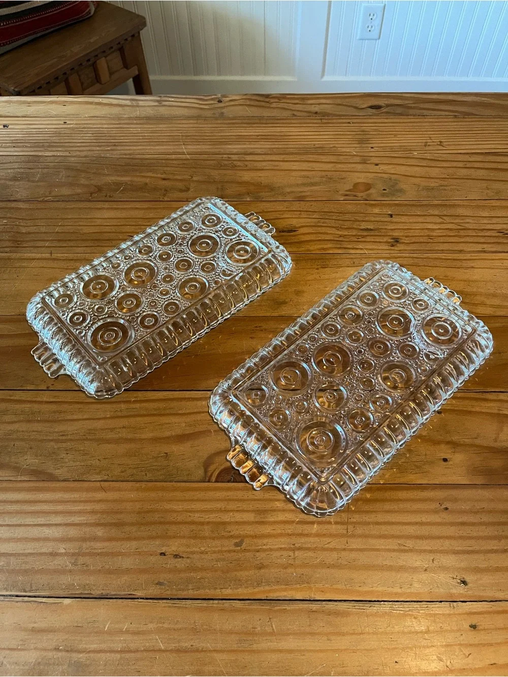 Vintage Pressed Glass Serving Tray Set of 2